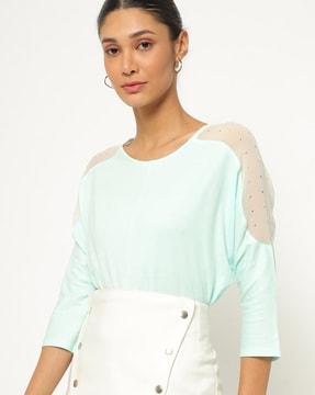 round-neck top with sheer panel