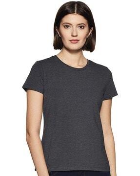 round-neck top with short-sleeves