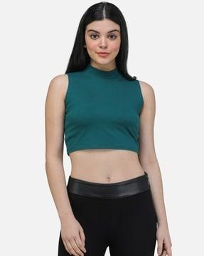 round-neck top with sleeveless