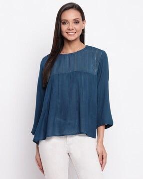 round neck top with stripe detail