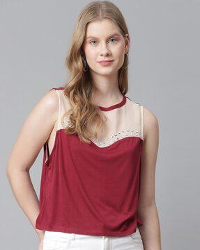 round-neck top with studs