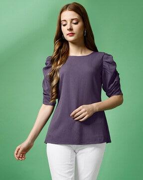 round-neck top with stylised sleeves