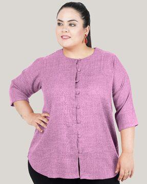 round-neck tunic with button accent