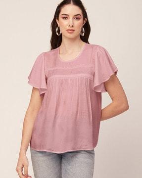 round-neck tunic with short sleeves