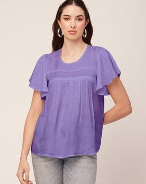 round-neck tunic with short sleeves