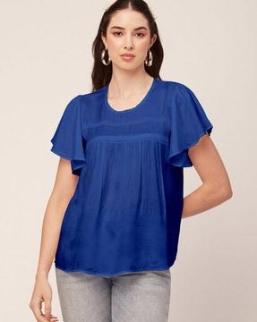 round-neck tunic with short sleeves