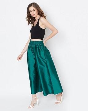 round-neck wide leg palazzos