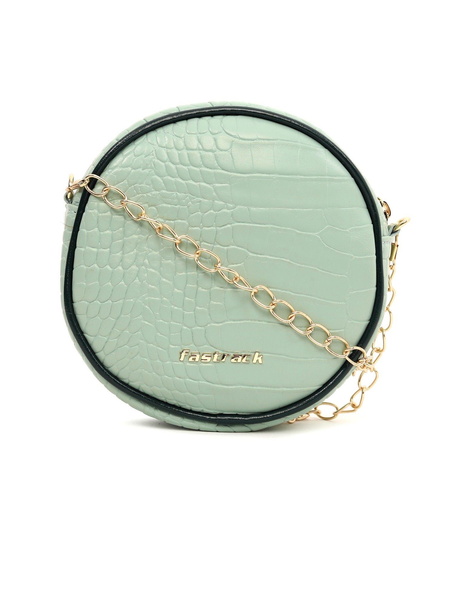 round shaped mint green sling bag for women