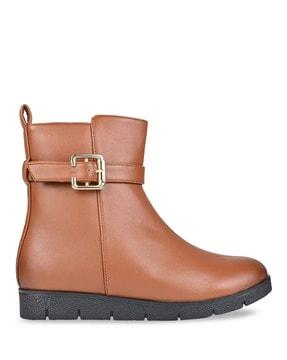 round-toe ankle-length boots