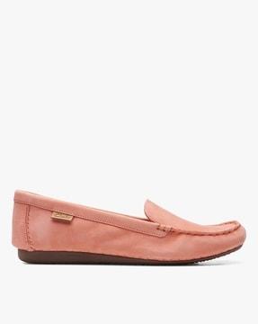 round-toe leather loafers