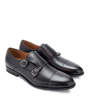 round-toe monks with buckle closure