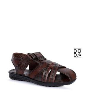 round-toe multi-strapped sandals