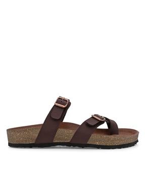 round-toe slip-on strappy sandals