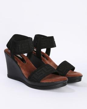 round-toe ankle-strap wedges