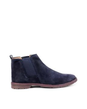 round-toe boot with slip-on styling