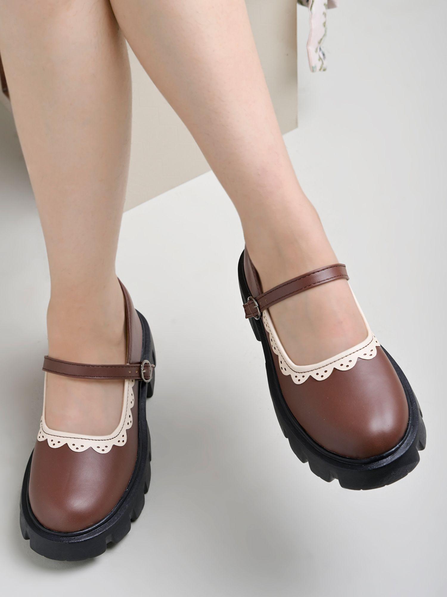 round toe brown mary janes bellies for women