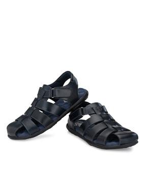 round-toe flat heel slip-on sandals