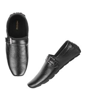 round-toe genuine leather mocassins