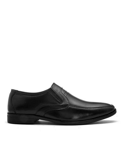 round-toe genuine leather slip-on shoes