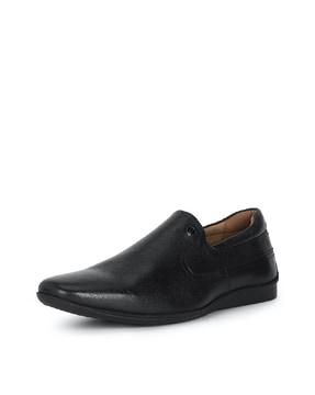 round-toe leather slip-on shoes