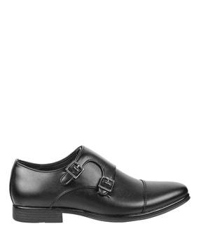 round-toe monks with buckle accent