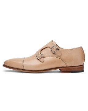 round-toe monks with buckle closure