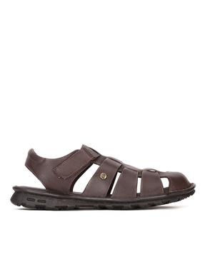 round-toe shoe-style sandals with velcro fastening