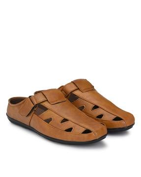 round toe shoe-style slip-on sandals