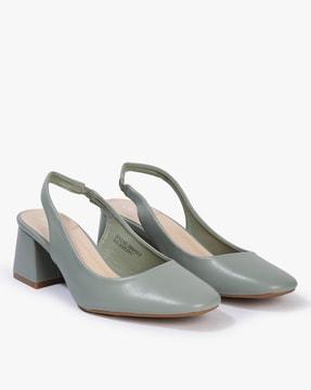 round-toe slingback chunky heeled shoes