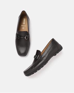 round-toe slip-on bit loafers