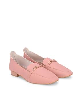 round-toe slip-on chunky heeled shoes