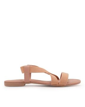 round-toe slip-on flat sandals