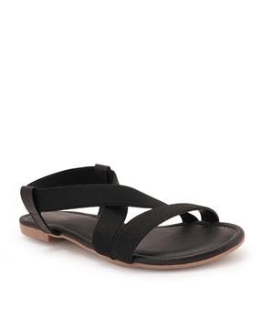 round-toe slip-on flat sandals