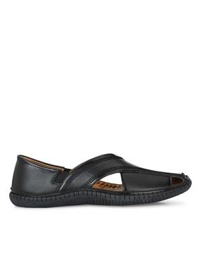 round-toe slip-on flat sandals