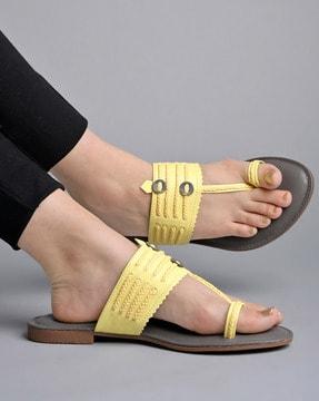 round-toe slip-on flat sandals