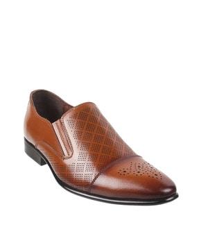 round-toe slip-on mocassins with broguing