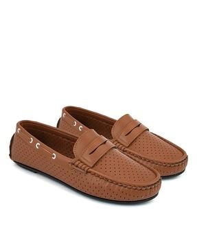 round-toe slip-on moccasins