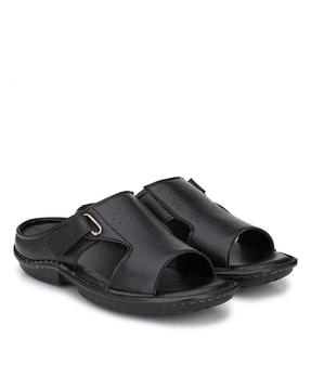 round-toe slip-on sandals with velcro fastening