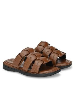 round toe slip-on sandals