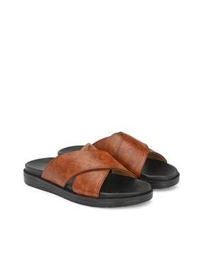 round toe slip-on sandals