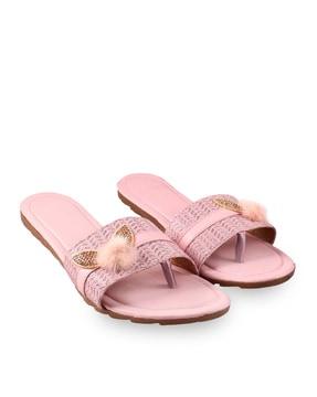 round-toe slip-on sandals