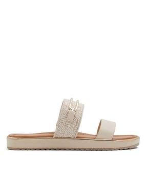 round-toe slip-on sandals