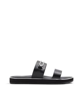 round-toe slip-on sandals