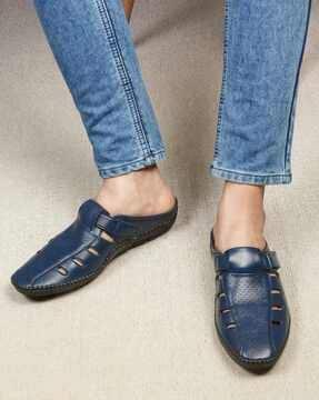 round-toe slip-on sandals