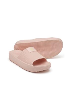 round-toe slip-on slides