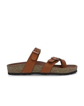 round-toe slip-on strappy sandals