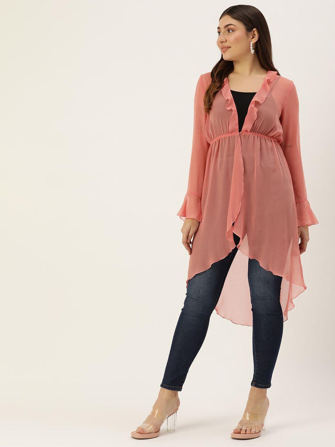 roving mode ruffled longline button shrug