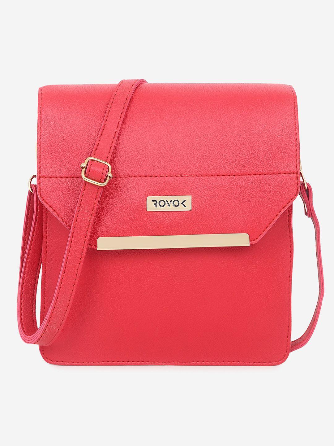 rovok red pu oversized structured sling bag