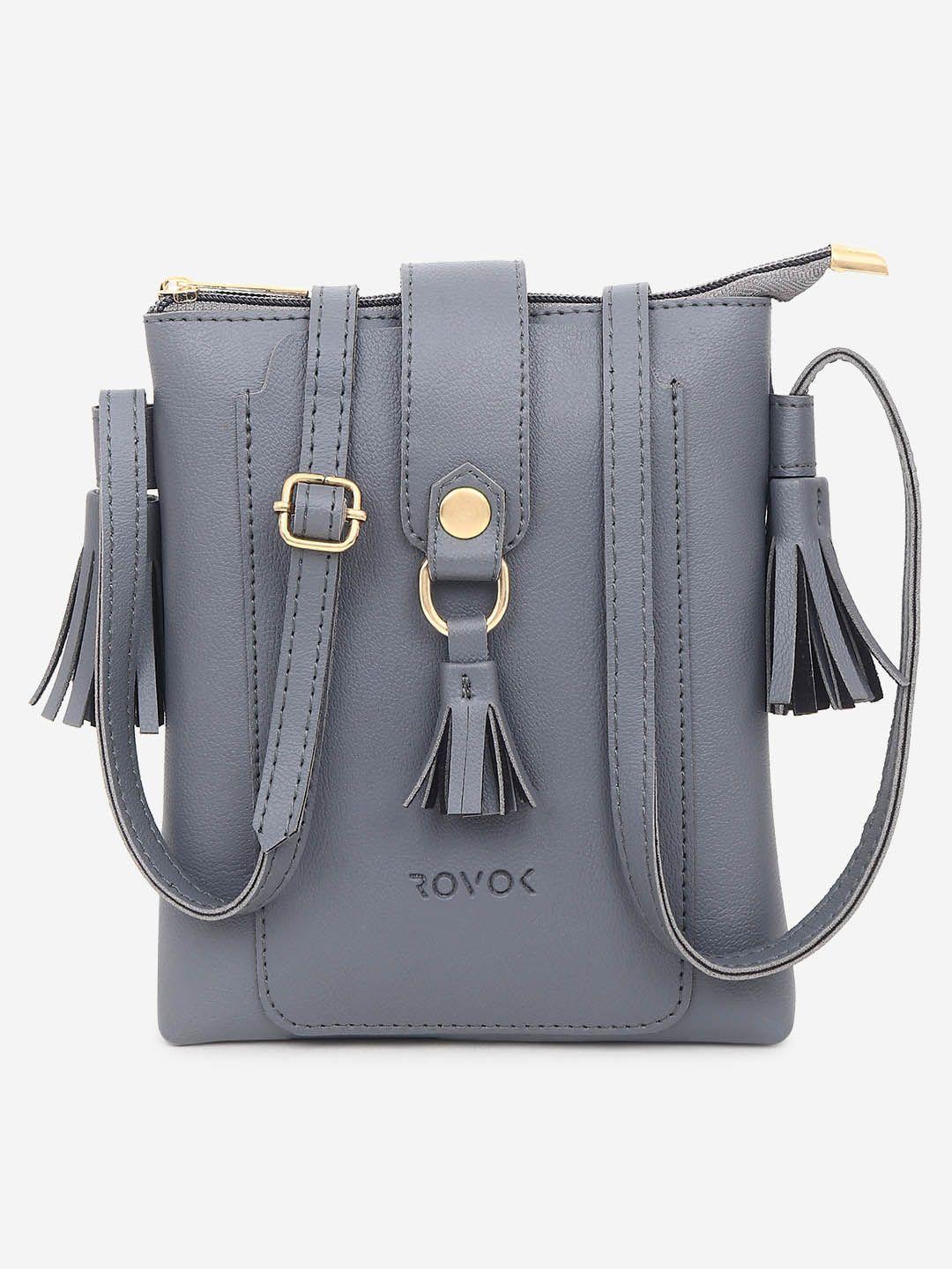 rovok structured sling bag with tasselled