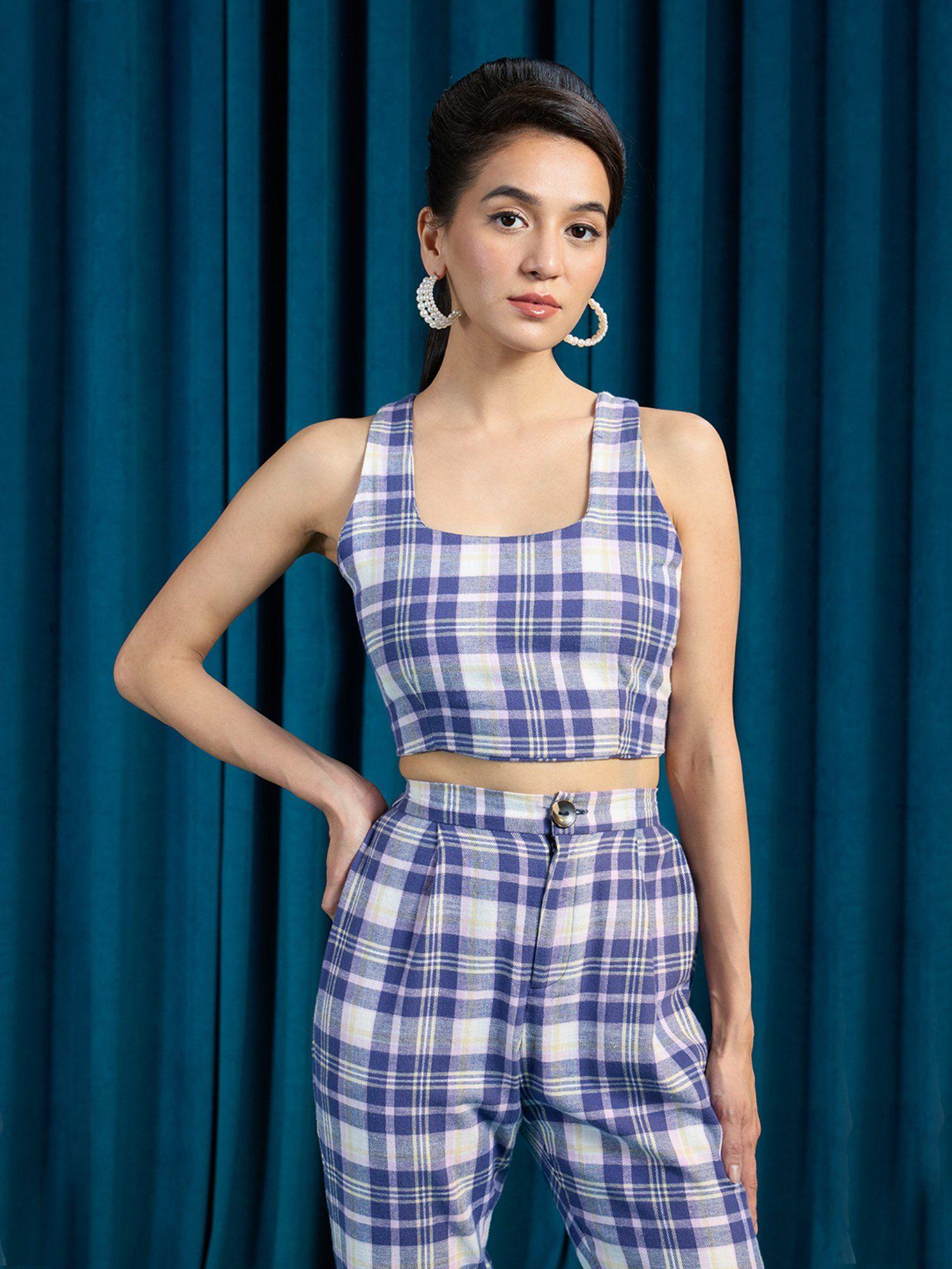 roxie crop top vintage cotton checked crop crop top